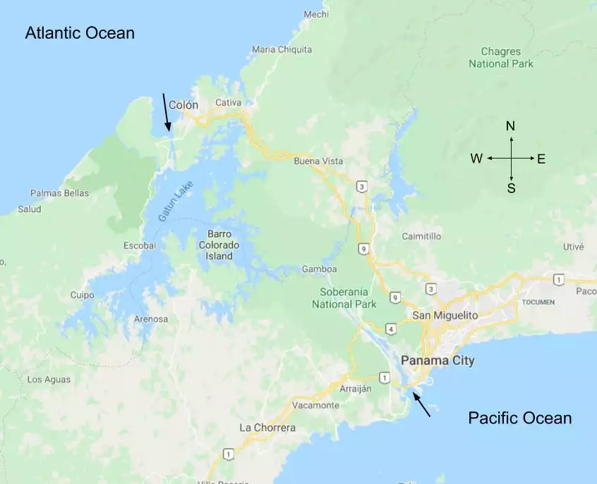 Map of Panama Canal region
