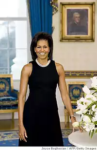 Michelle Obama in sleeveless dress